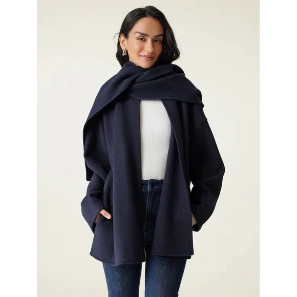 OGL CashSoft Oversized Scarf Jacket Plum Berry Women XS Cozy Modern Chic Comfort - Picture 15 of 16